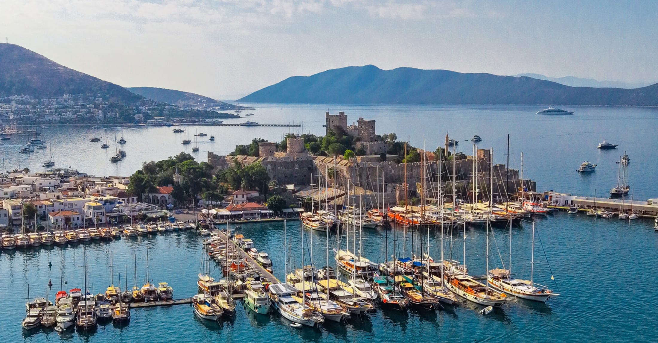 Aerial view of Bodrum Castle and harbor